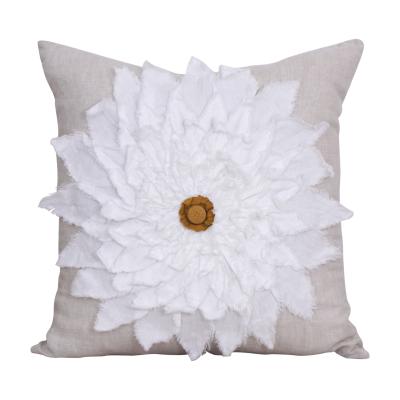 China 3D Flower Anti-bacteria Cushion Cover Vintage Washed Edge Fringe Canvas Washed Edge Vintage Homedecor Homedecor OEM Factory Amazon Supplier for sale