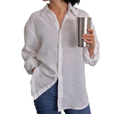 China QUICK DRY Stoned Washed Sheer Linen Blouse For Women for sale