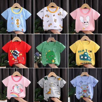 China Breathable Boys Stitch Half Sleeve Baby Kids Clothes Summer Cotton Short Sleeve Children's Top Fashionable Handsome for sale