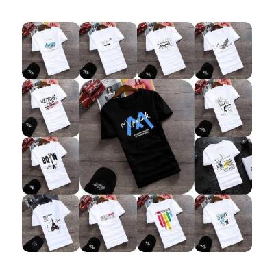 China Mens Letter Print Anti-Wrinkle Graphic Short Sleeve Tee Casual Round Neck Boho Shirt Top for sale