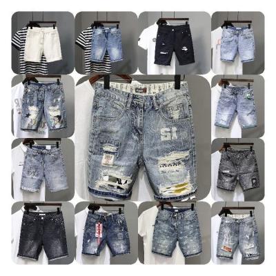 China Breathable Wholesale Light Blue Mens Denim Shorts Embroideryperforated Shorts for sale