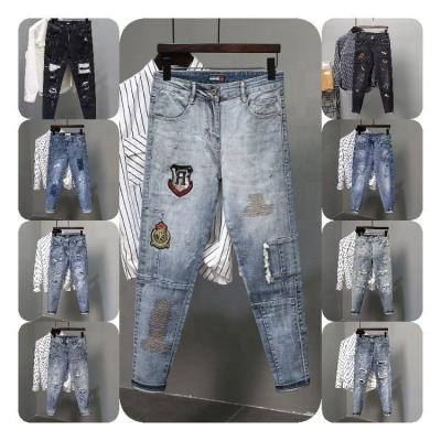 China Wholesale breathable custom2023Cotton mens skinny jeans pants wash gray cargo trousersCross hip hop frontier style mens ripped pants jeans for sale