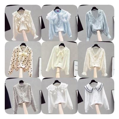 China Anti-pilling spring bow chiffon shirt women's long-sleeved sweater and floral print summer full women's loose casual shirt for sale