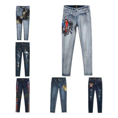 China Chinese Stock Lot Skinny Stretch Cotton Overstock Apparels Ladies Denim Breathable Ladies Denim Pants Fashion Ladies Denim Pants for sale