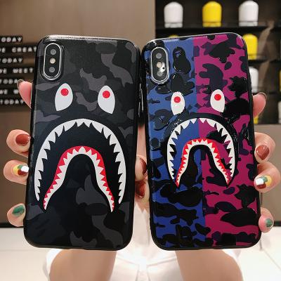 China Anti-drop case for iphone 12 11 pro 11 pro xs max 7 8 max plus shark design cell phone glass back case for sale