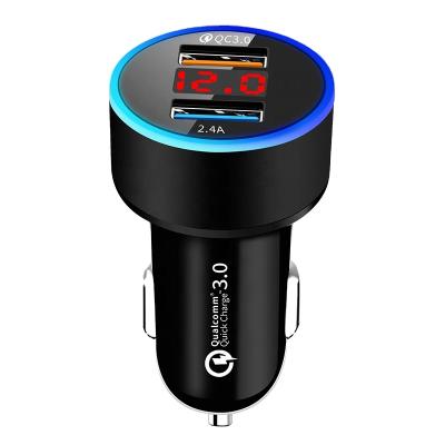 China Dropshipping Mobile Phone Dual Mini USB Car 3.1A Fast Wholesale Cheap Smart Adapter Charger 15W USB Port Car Phone Charger With Led Display for sale