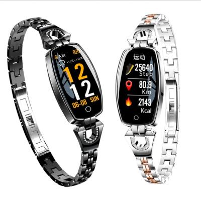 China Factory H8 Touch Screen 2021 Ladies Big Blood Pressure Watch 2000worker Time Sleep Report Real Time Monitor Women Smart Watch for sale