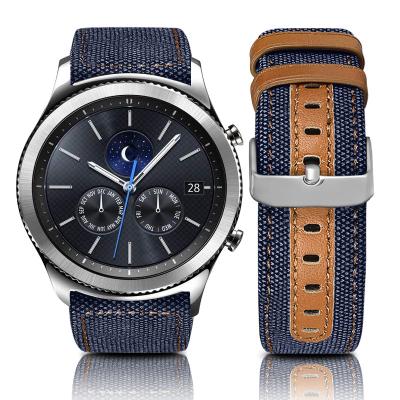 China COOLYEP Fabric 20MM 22MM Gear SM V700 Band Canvas Leather Leather Watch Band For Samsung Galaxy Watch Strap for sale