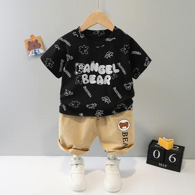 China 2021 summer boys casual clothes set little kids fashion T-shirts shorts 2 piece set for sale