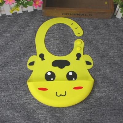 China New Cartoon Viable Cute Animal Silicone Bibs Boutique PU Stereo Waterproof Bibs For Newborn Baby for sale