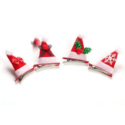 China Simplicity Decorative Lovely Santa Hat Cartoons Hair Clip Children's Hair Accessories Holiday Party Supplies for sale