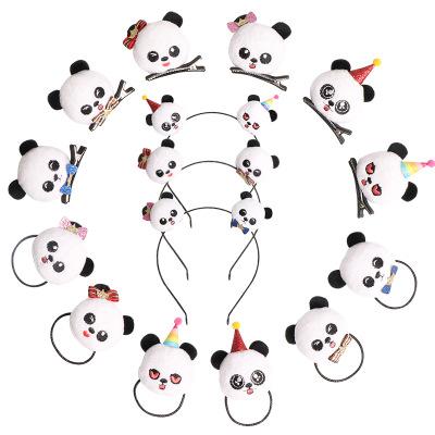 China Panda Hair Clips Cartoon Cute Children's Hair Accessories Cloth Bow Panda Baby Headband Hair Strap for sale