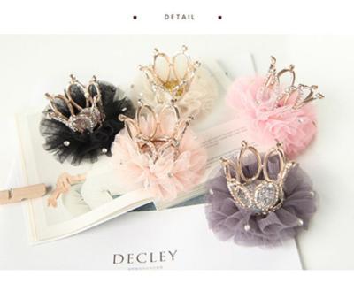 China Three-dimensional headdress net flower children's hairpin children's headdress girls princess yarn crown hairpin for sale