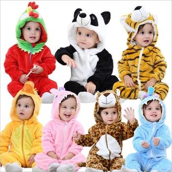 China Cute 100% Cotton Winter Autumn Baby Clothing Flannel Baby Boys Cartoon Overalls Animal Infant Girl Rompers for sale