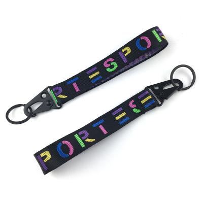 China Polyester/Nylon Custom Mini Lanyard Custom Printing Logo Carabiner Short Lanyard Metal Nylon Hook Strap Car Key Chain for sale