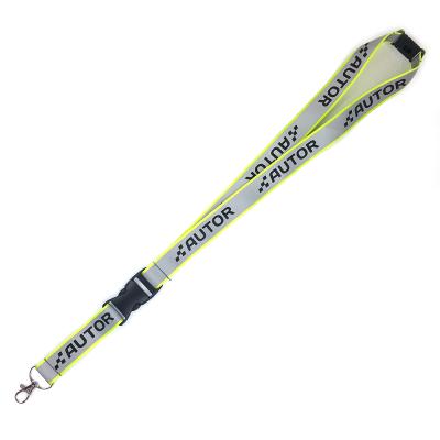 China Promotional Gift High Quality Safety Custom Silkscreen Printed Neck Strap Polyester Reflective Lanyards With Loose Buckle for sale