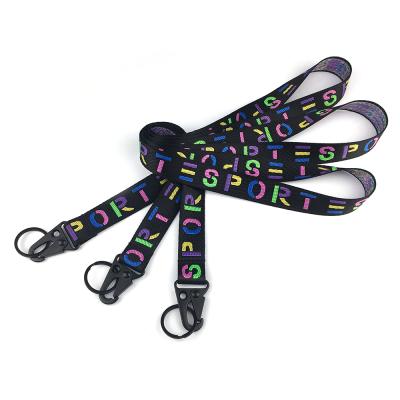 China Promotional Custom Woven Lanyard Polyester Jacquard Neck Lanyard Advertising with Eagle Mouth Hook for sale