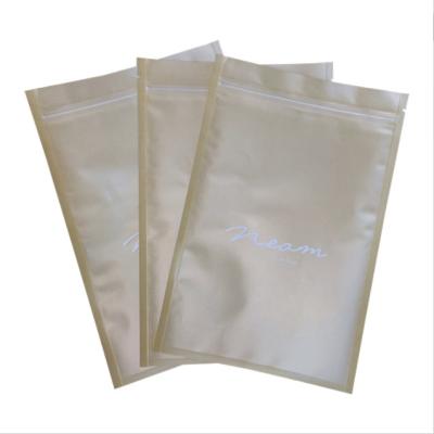 China Top Three Recyclable Custom Semi Transparent Side Zipper Reuseful Paper Packaging Printing Bag Sealing Pouch for sale