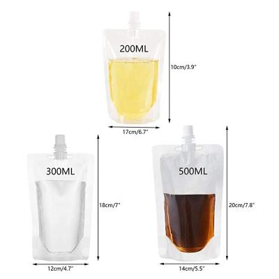 China Pocket Comic Reusable Portable Travel Screw Disposable Spout Flask Flask Liquid Drinking Plastic Water Bag For Travel Liquor Drink for sale