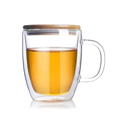 China WITH LID double wall glass mugs with diamond handles double wall borosilicate glass double wall glass tea cup coffee mugs for sale