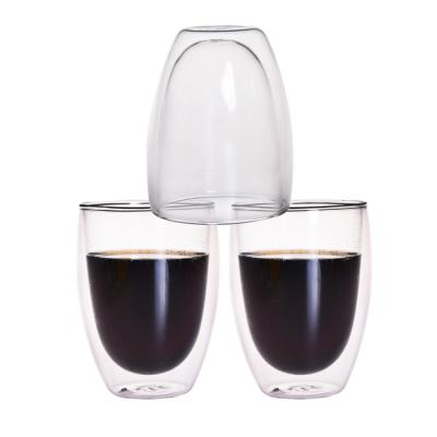 China Wholesale Viable Double Wall Coffee Cup Double Wall Glass Coffee Mug With Bamboo Lid for sale