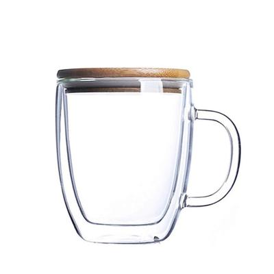 China Viable Wholesale Double Wall Coffee Mug Wall Glass Coffee Tea Cup Double Set Double Walled Glass Coffee Mugs With Handle for sale