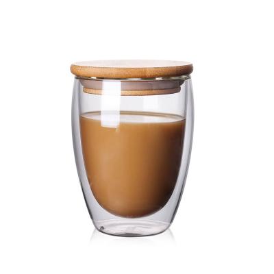 China Sustainable Handmade Wholesale Glass Cup Double Wall Borosilicate 250ml Glass Coffee Mug for sale