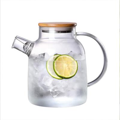 China New Design Sustainable Borosilicate Glass Pitcher Drinking Water Jug Set Heat Resistant Glass Pitcher Glass Water Jug for sale