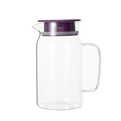 China Sustainable Eco-Friendly Glass Pitcher With Lid Hot Iced Tea Pitcher Water Jug Cold Water Wine Coffee Milk And Juice Beverage Carafe for sale