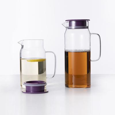 China WITH LID Hot Sale Water Wine Coffee Milk and Juice Beverage Decanter Borosilicate Glass Water Jug Set Iced Tea Pitcher Water Jug for sale