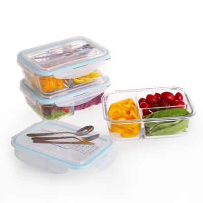 China Contemporary Nice Glass Lunch Box With Round Glass Compartment Lunch Box Dividers With Different Size for sale