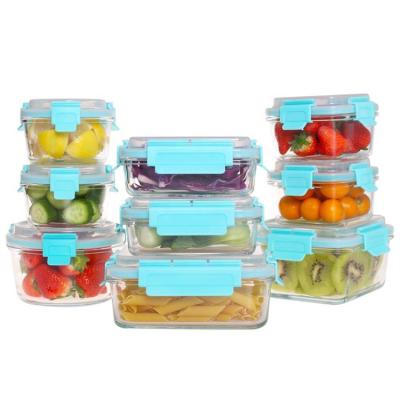 China New Design Microwavable Leakproof Refridgerators and Freezers Borosilicate Glass Food Safe Storage Container with BPA Free for sale