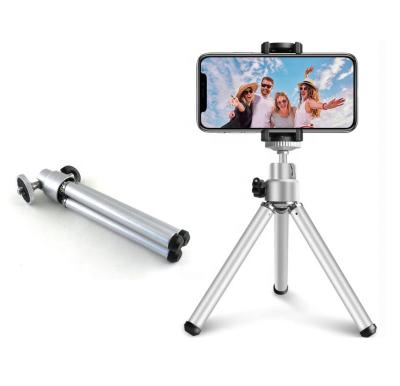 China Aluminum Tabletop Tripod Mini Lightweight Desktop Tripod 2 Pitch Adjustable Height with 1/4 Mount for Smartphone Live Broadcasting for sale