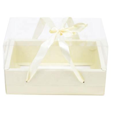 China Recycled materials wholesale printing beige rose cardboard red gift box packaging box with clear pvc coating for sale