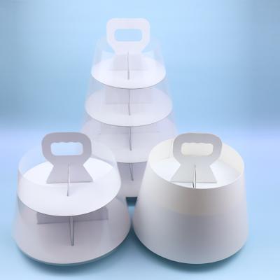 China Recycled Materials Dessert Portable Store Set Paper Holder Cupcake Stand Dessert Box White Cake Box Multilayer Transparent Packaging for sale