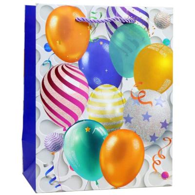 China Recyclable Tote Bag Custom White Printing Balloon Pattern Gift Wholesale Paper Bag Recyclable Shopping Paper Bag for sale