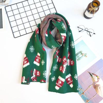 China Men And Women Customized Logo Knitted Winter Jacquard Scarf Festival Christmas Scarf for sale