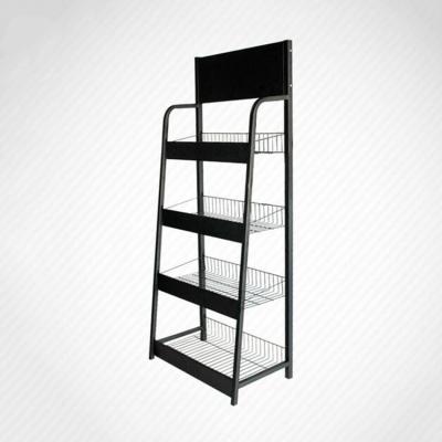 China Custom High Quality Multi Tiers Steel And Wood Display Fruit Rack Manufacturer Display Rack for sale