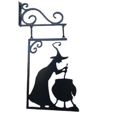 China Boiler Witch Easy Install Statue Doorframe Mysterious Decoration Leaky Creepy Halloween Metal Wall Hanging Sign for sale