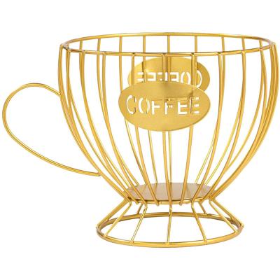 China Sustainable Metal Wire Cup Shape K Cup Rack Basket For Counter Coffee for sale