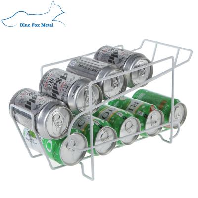 China Sustainable Double-Layer Drink Cans Metal Wire Kitchen Counter Top Storage Rack Beverage Shelf Desk Organizer Fridge Can Holder for sale