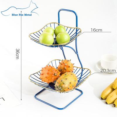 China Viable Wire Mesh Fruit Vegetable Basket Bowl Metal 2-Tier for Counter, Countertop Fruit Rack for sale