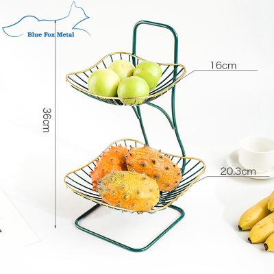 China 2-Tier Hanging Fruit Basket Kitchen Organization Metal Iron Wire Sustainable Fruit Vegetable Storage Baskets For Kitchen for sale