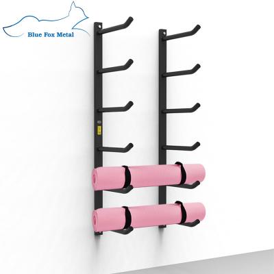 China Wall Mounted Gym Fitness Room Metal Yoga Mat Rack for sale