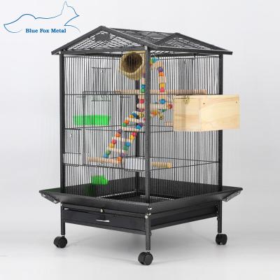 China Wholesales Breathable Durable Metal Cage Outdoor Canary Bird Cage Parrot With Wheels for sale