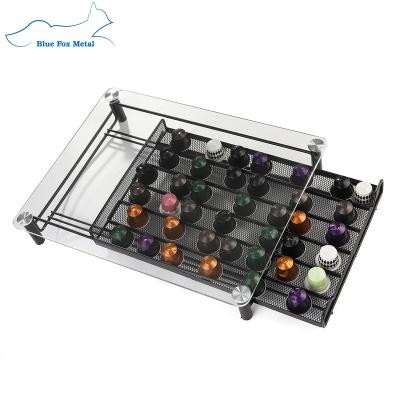 China Viable Coffee Capsule Drawer Holder Nespresso Dolce Enthusiasm Vertuoline Capsule Pod Storage Glass Rack for sale