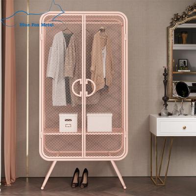 China (Other) Customized Multifunctional Adjustable Metal Furniture Iron Wire Mesh Steel Wardrobe Decoration Cabinet for sale