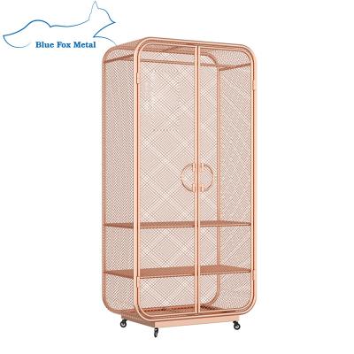 China (Other) Customized Multifunctional Adjustable Metal Furniture Iron Wire Mesh Steel Wardrobe Decoration Cabinet for sale