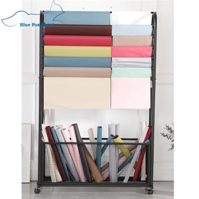 China Viable Flower Art Wrapping Paper Storage Rack Ribbon Scarf Metal Shelf Supplies Flower Store Scarf Store Display Rack for sale