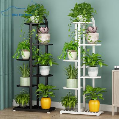 China Outdoor Indoor Sustainable Garden Iron Metal Shelves Display Flower Potted Plant Multi Tiered Rack for sale